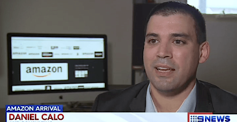 Daniel Calo on nine news talking about amazon entering Australia